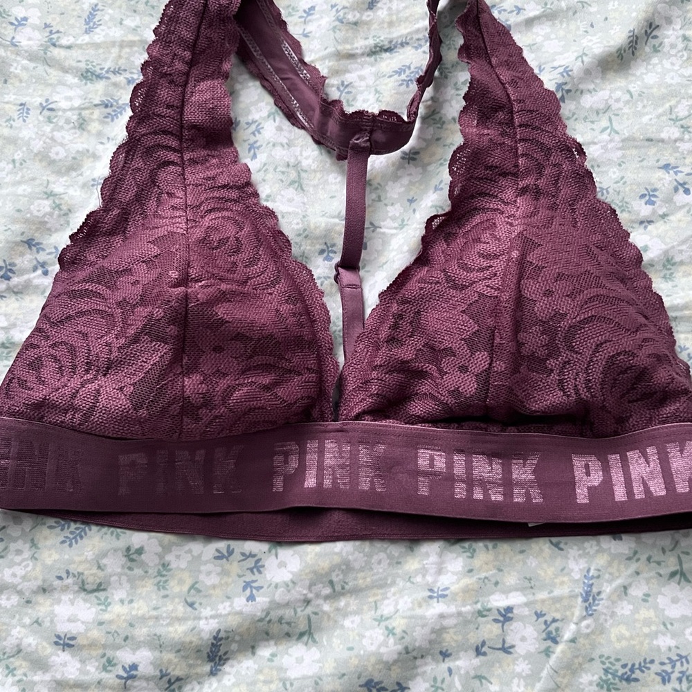 PINK
LACE HALTER BRALETTE, Size: M